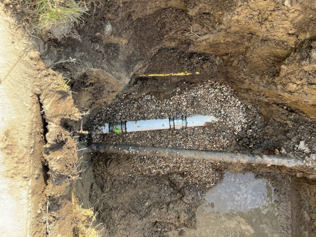 Sewer line repair project at residential property in Chelsea, MI
