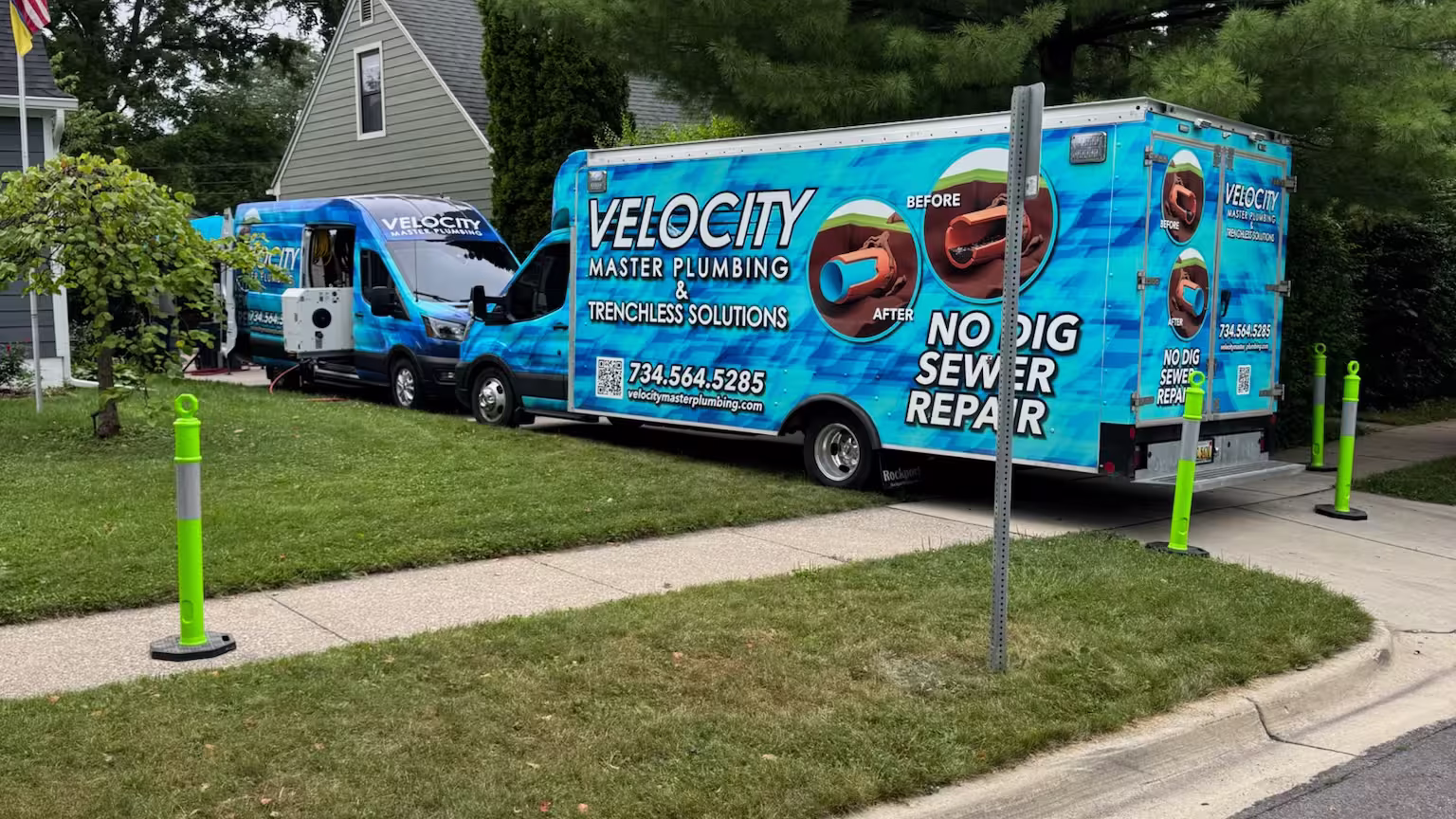 Velocity Master Plumbing & Trenchless Solution Team on site for a trenchless sewer repair in Ypsi, MI. 